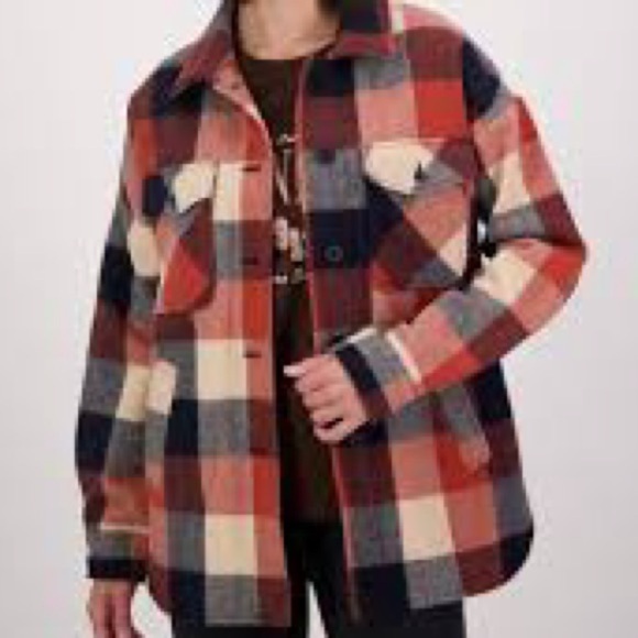 Members Mark Plaid SHACKET With Pockets Sz Small Brown Navy Multicolor - Picture 1 of 13